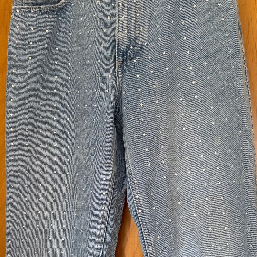 Zara Light Blue Flare Jeans with Studded Accents - Picture 7 of 12